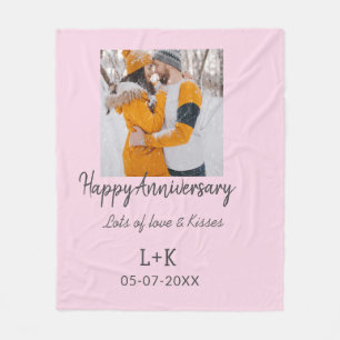 Modernes boho Happy Jubiläum Namensdatum orange hi Fleecedecke