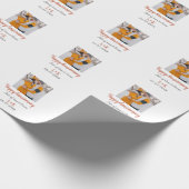 Modernes boho Happy Jubiläum Namensdatum orange hi Geschenkpapier (Ecke)