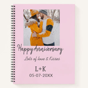 Modernes boho Happy Jubiläum Namensdatum orange hi Notizblock