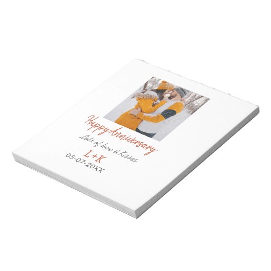 Modernes boho Happy Jubiläum Namensdatum orange hi Notizblock (Rotiert)