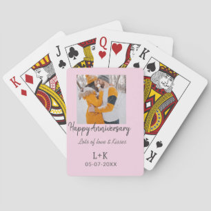 Modernes boho Happy Jubiläum Namensdatum orange hi Spielkarten