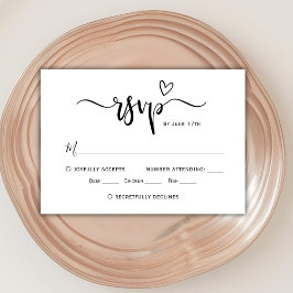 Modernes Boho Herzkalligrafie Script Wedding RSVP