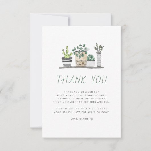 Modernes Boho Houseplants Brautparty Vielen Dank Dankeskarte (Vorderseite)
