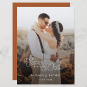 Modernes Boho-Kalligrafie-Foto Save the Date (Vorne/Hinten)