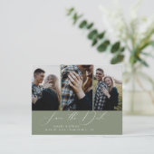 Modernes Boho Kalligrafie Multi-Foto Save the Date Ankündigung (Stehend Vorderseite)