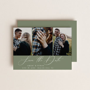 Modernes Boho Kalligrafie Multi-Foto Save the Date Ankündigung