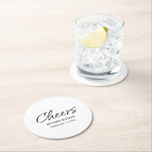 Modernes Boho Lässige SkriptWedding Simple Runder Pappuntersetzer