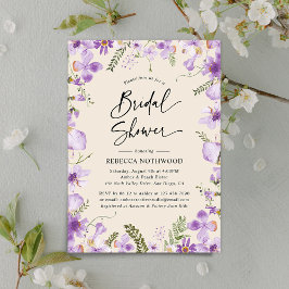 Modernes Boho Lavender Wildblumen Brautparty Einladung