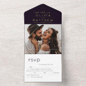 Modernes Boho Lila Foto Hochzeitsempfang All In One Einladung (Innen Boden)