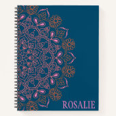 Modernes Boho Mandala Medallion in Aquamarin Perso Notizblock (Vorderseite)