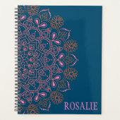 Modernes Boho Mandala Medallion in Aquamarin Perso Planer (Vorderseite)