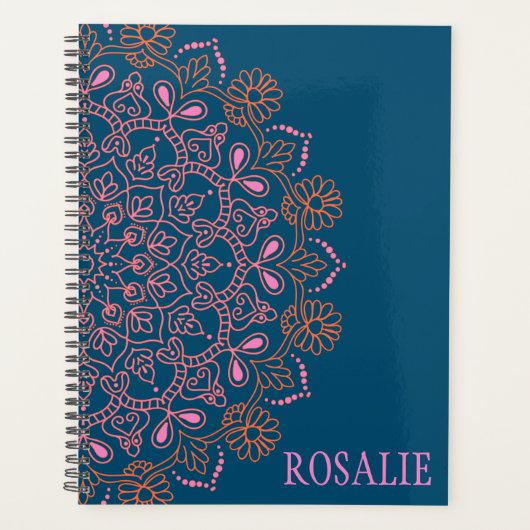 Modernes Boho Mandala Medallion in Aquamarin Perso Planer (Vorderseite)