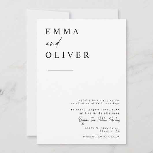 Modernes Boho Minimalistisch Wedding Foto QR Code  Einladung (Vorderseite)