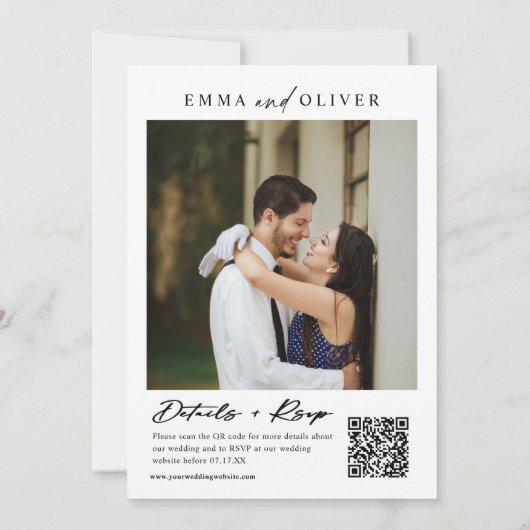 Modernes Boho Minimalistisch Wedding Foto QR Code Einladung (Rückseite)