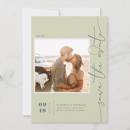 Modernes Boho Ocean Glass | FOTO SAVE THE DATE (Vorderseite)