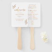 Modernes Boho Orange Floral Wedding Programm Fächer (Vorne und Hinten)