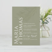 Modernes Boho Palm Leaf botanisches tropisches Grü Einladung (Stehend Vorderseite)