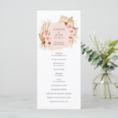 Modernes Boho Pampas Grass Floral Wedding Programm (Stehend Vorderseite)