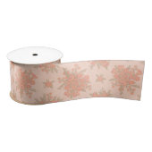 Modernes Boho Peach Orange Blume Blumenmuster Satinband (Spule)