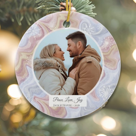 Modernes Boho Personalisiertes Foto Keramik Ornament
