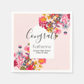 Modernes Boho Pink Blumenarch Graduate Party Serviette (Vorderseite)