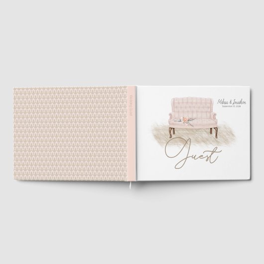 Modernes Boho Pink Elegantes BlumenGästebuch Gästebuch (Voll)