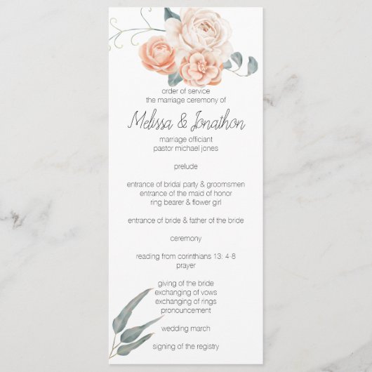 Modernes Boho Pink Elegantes Hochzeitsprogramm für Programm (Vorderseite)