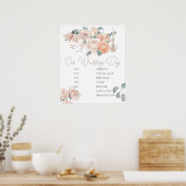 Modernes Boho Pink Elegantes Hochzeitsprogramm Poster (Küche)
