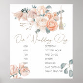 Modernes Boho Pink Elegantes Hochzeitsprogramm Poster (Vorne)