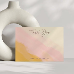 Modernes Boho Pink Yellow Niedlich Script Brautpar Dankeskarte