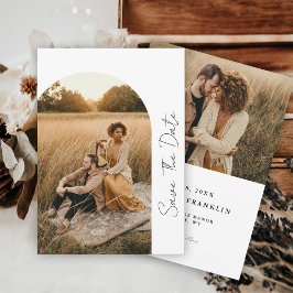 Modernes Boho Rahmen Hochzeitneutrales Foto Rette  Save The Date