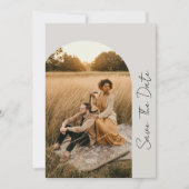 Modernes Boho-Rahmen-Hochzeitneutrales Foto Save The Date (Vorderseite)