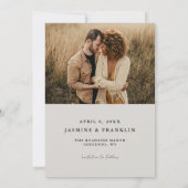 Modernes Boho-Rahmen-Hochzeitneutrales Foto Save The Date (Rückseite)