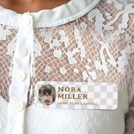 Modernes Boho Retro Vintages, kariertes Muster Fot Namensschild