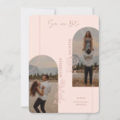Modernes Boho Rose Foto Arte Rosa & Braun Save The Date (Vorderseite)