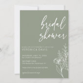 Modernes Boho Sage Green Foto Brautparty Minimal Einladung (Vorderseite)