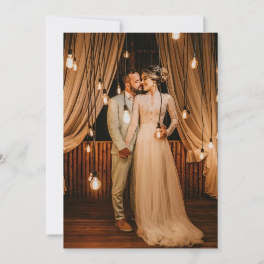 Modernes Boho Script-Foto Hochzeit Einladung (Rückseite)