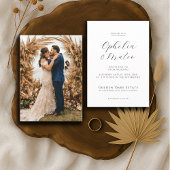 Modernes Boho Script-Foto Hochzeit Einladung