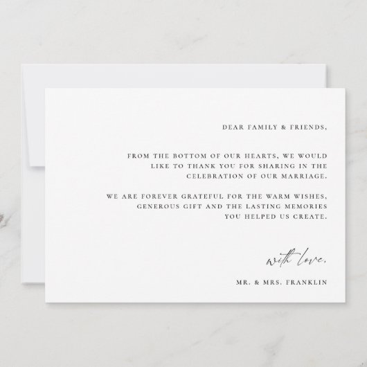 Modernes Boho Script-Hochzeitsstipendium-Foto Dankeskarte (Rückseite)