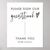 Modernes Boho Script Wedding Gästebuch-Zeichen Poster (Vorne)