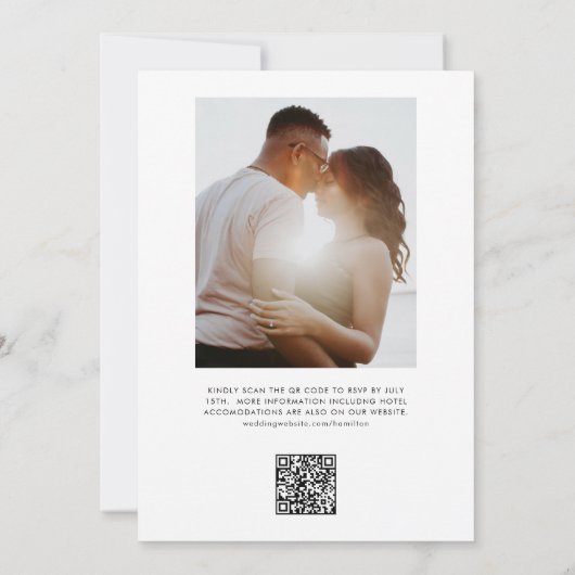 Modernes Boho Skript machen wir QR Code Hochzeit Einladung (Rückseite)