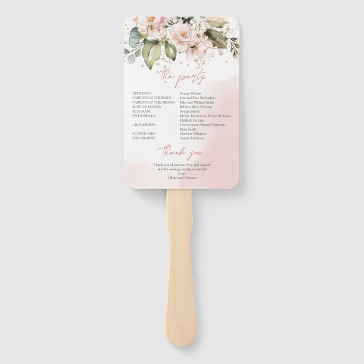 Modernes Boho Style Hochzeitsprogramm Fan Blush Fl Fächer (Rückseite)