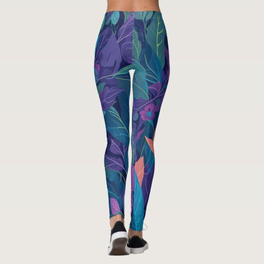 Modernes Boho Summer Blätter Botanischer Garten Bl Leggings (Rückseite)