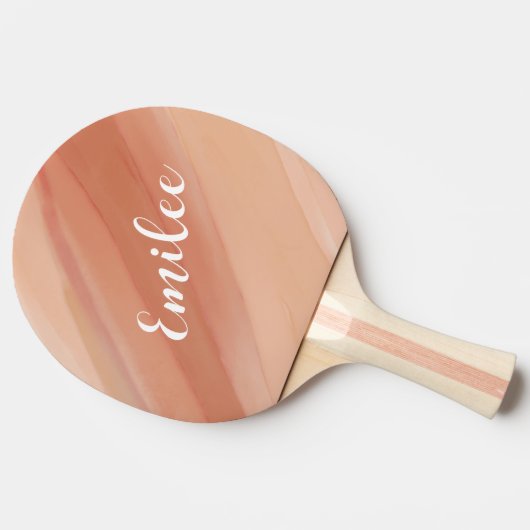 Modernes Boho Terracott Abstraktes Skript Tischtennis Schläger (Seitenansicht)