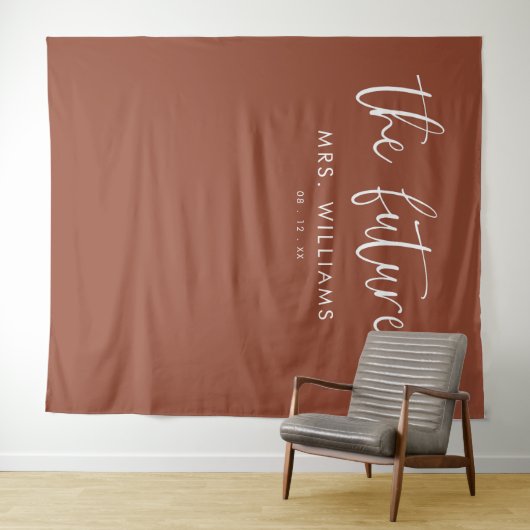 Modernes Boho Terracotta Brautparty Hintergrund Wandteppich (Beispiel (Horizontal))