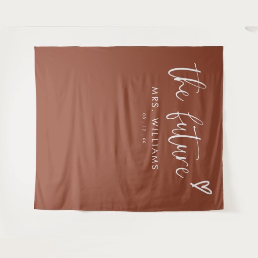 Modernes Boho Terracotta Brautparty Hintergrund Wandteppich (Vorderseite (Horizontal))