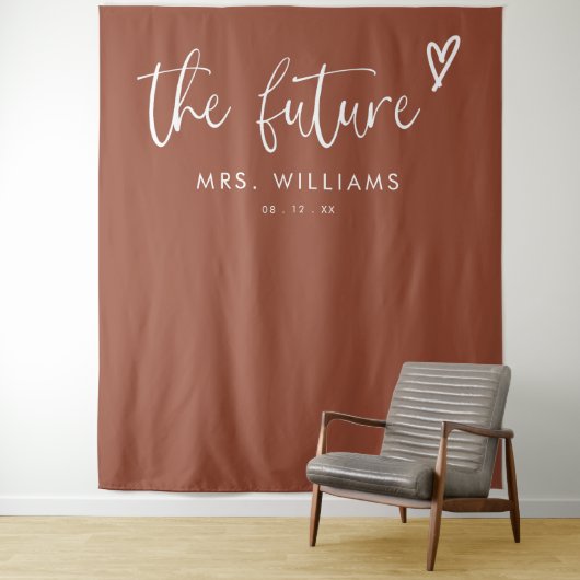 Modernes Boho Terracotta Brautparty Hintergrund Wandteppich (Beispiel)