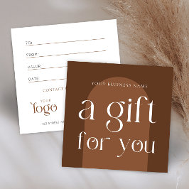 Modernes Boho Terracotta Geschenkgutschein Quadratische Visitenkarte