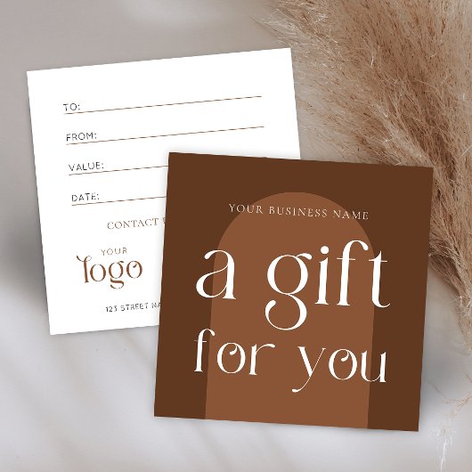 Modernes Boho Terracotta Geschenkgutschein Quadratische Visitenkarte