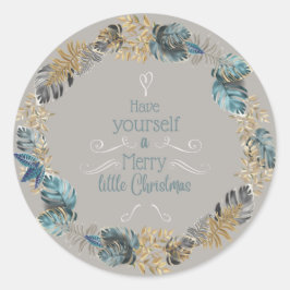 Modernes Boho Tropical Christmas Wreath Runder Aufkleber